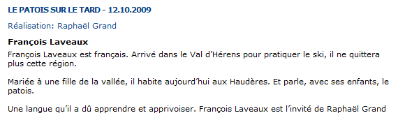 Francois Laveaux 12 octobre 2009
